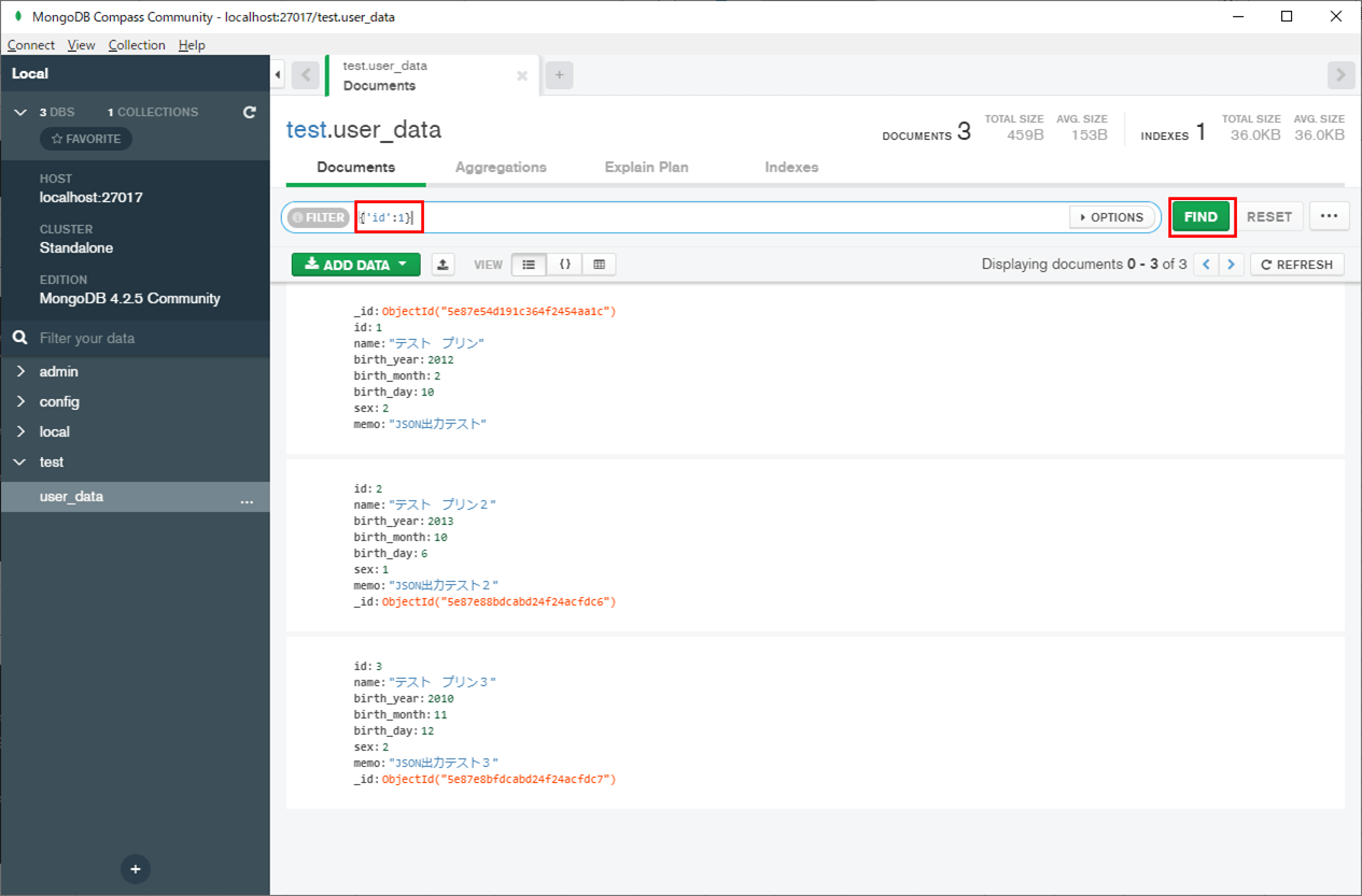 mongodb compass filter