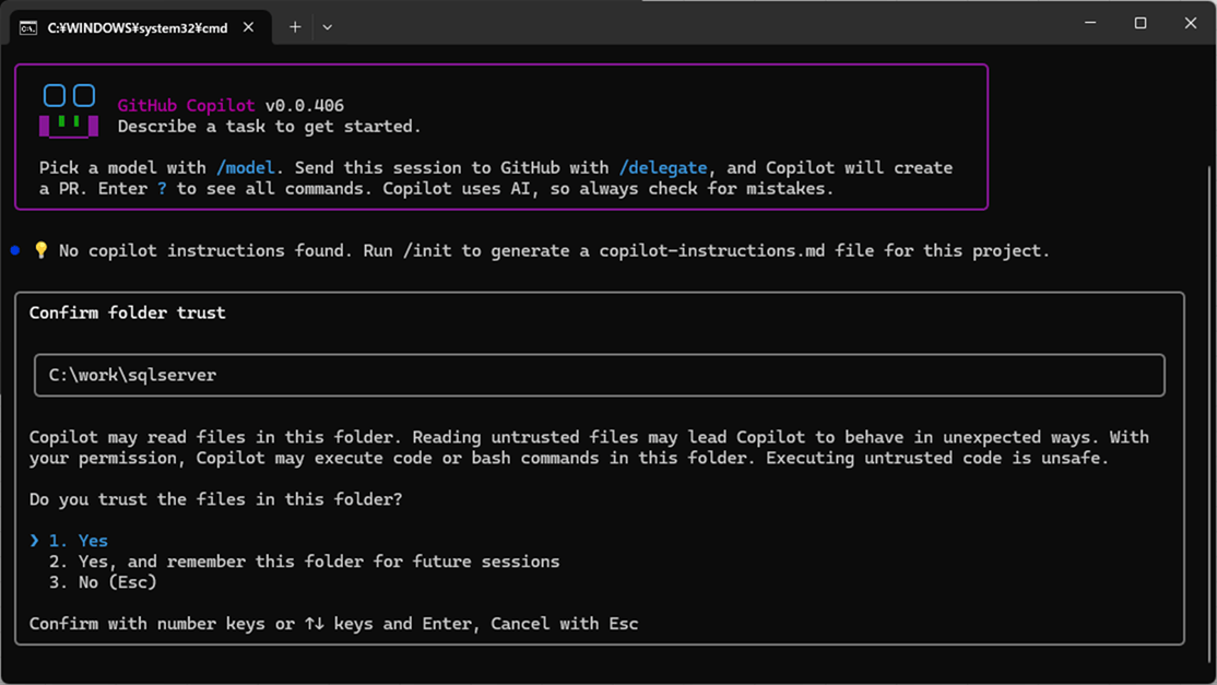 GitHub Copilot CLIのインストールと起動_4
