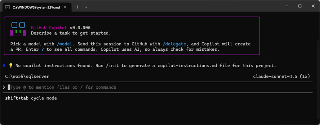 GitHub Copilot CLIのインストールと起動_5