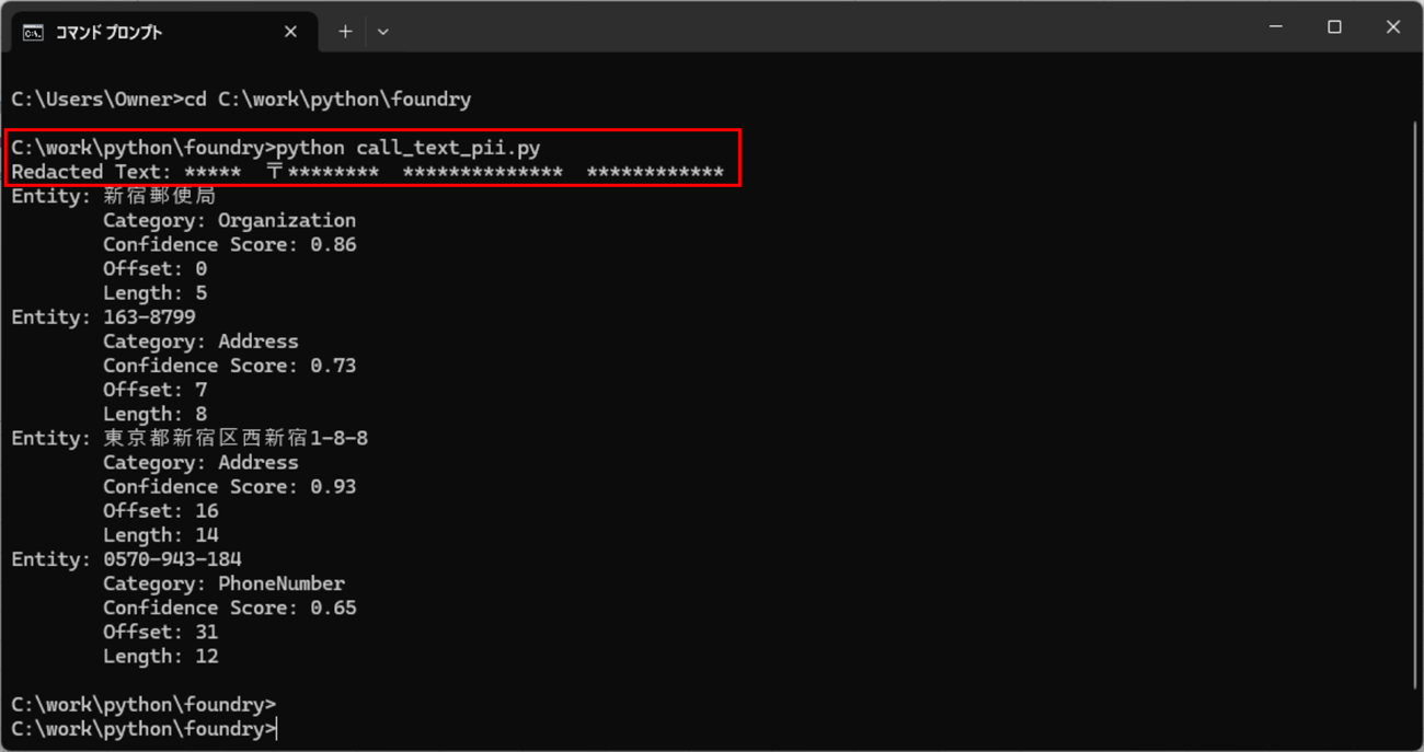 テキスト PII マスキングサービスの呼び出し_11